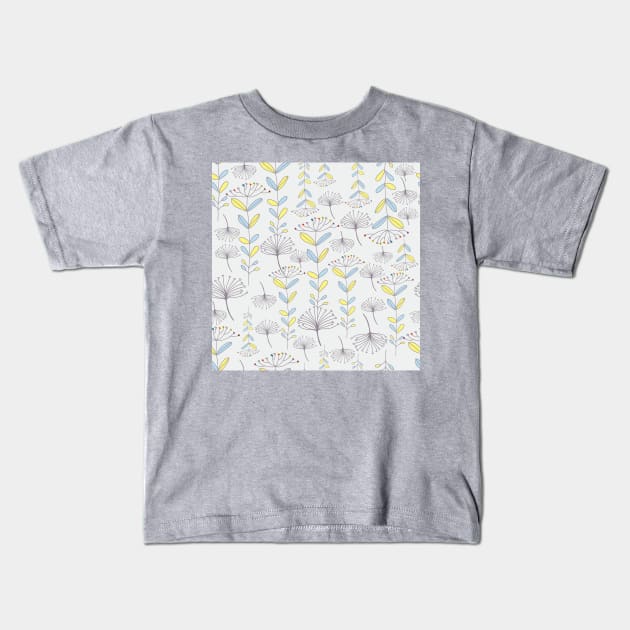 Yarrow floral pattern in Cottagecore style Kids T-Shirt by IngaDesign